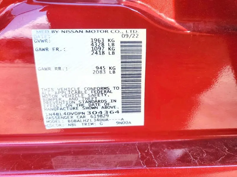 2023 NISSAN ALTIMA SV  