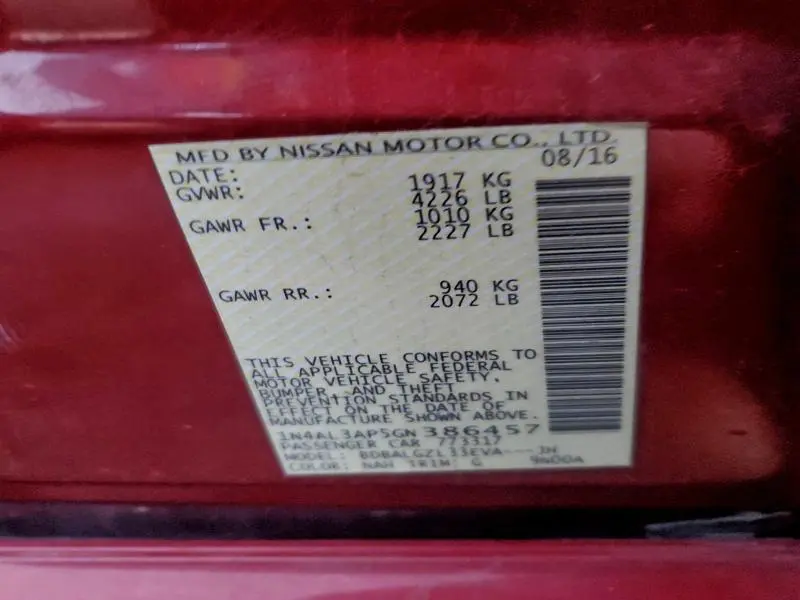 2016 NISSAN ALTIMA 2.5  