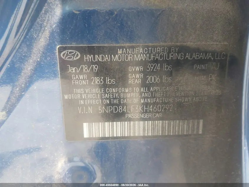 2019 HYUNDAI ELANTRA SEL
