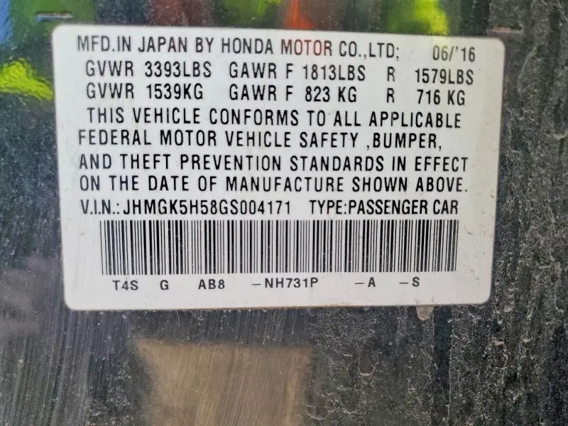2016 HONDA FIT LX  