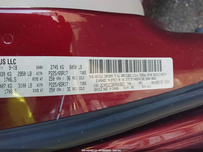 2019 DODGE GRAND CARAVAN SXT