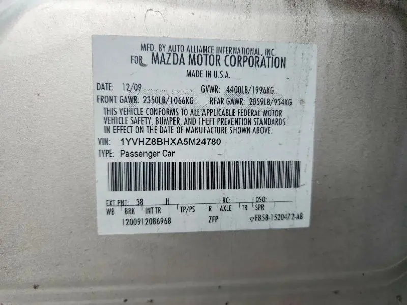 2010 MAZDA 6 I  