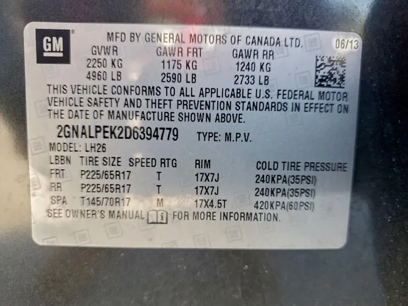 2013 CHEVROLET EQUINOX LT  