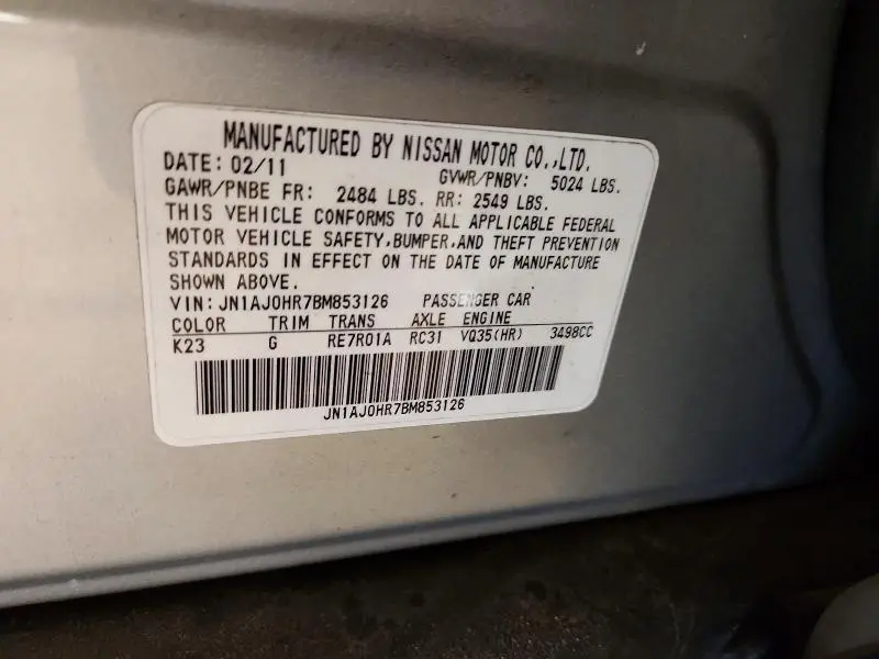 2011 INFINITI EX35 BASE  