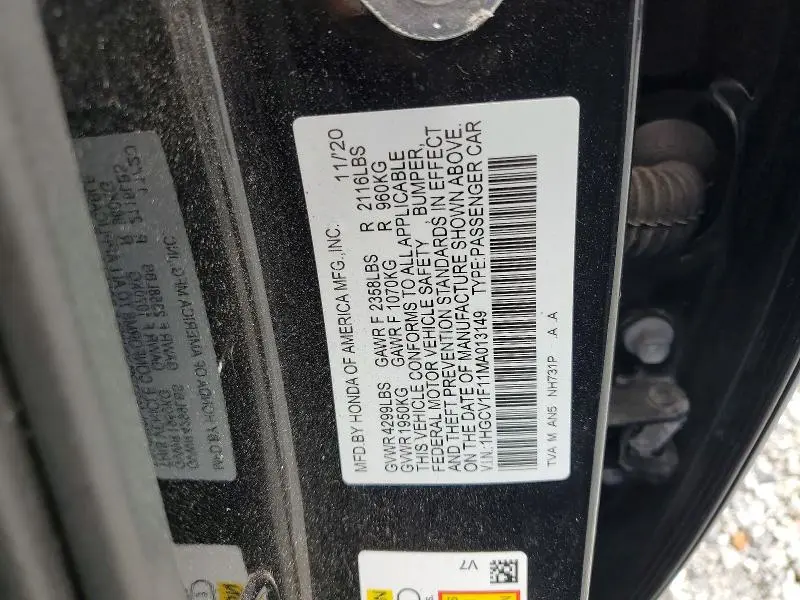 2021 HONDA ACCORD LX  