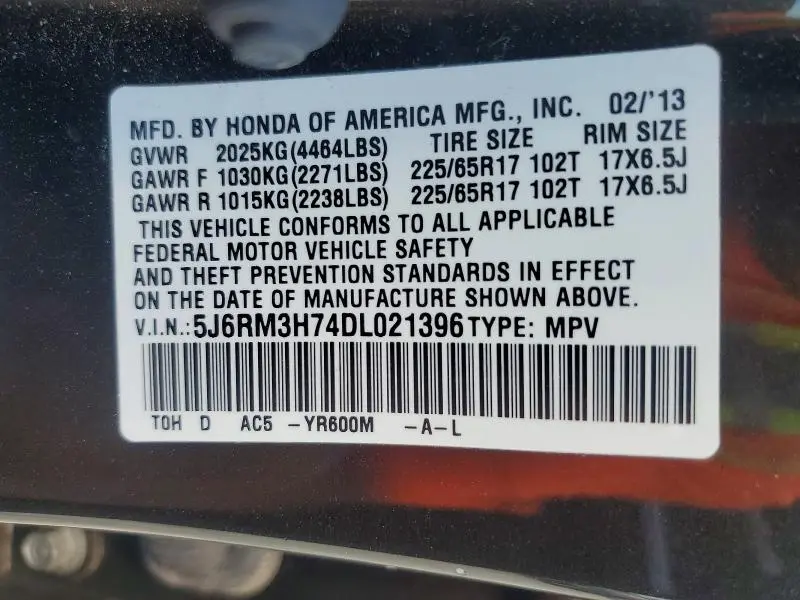 2013 HONDA CR-V EXL  