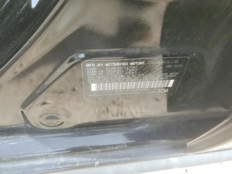 2020 MITSUBISHI MIRAGE   