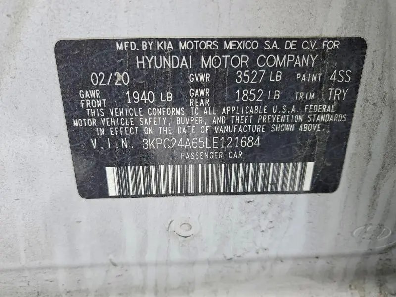 2020 HYUNDAI ACCENT SE  