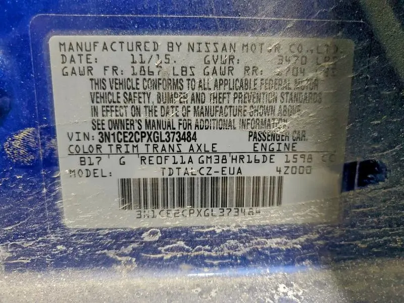 2016 NISSAN VERSA NOTE S  