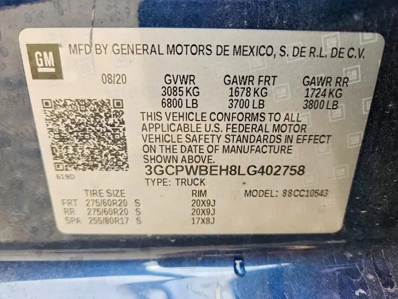 2020 CHEVROLET SILVERADO C1500 CUSTOM  