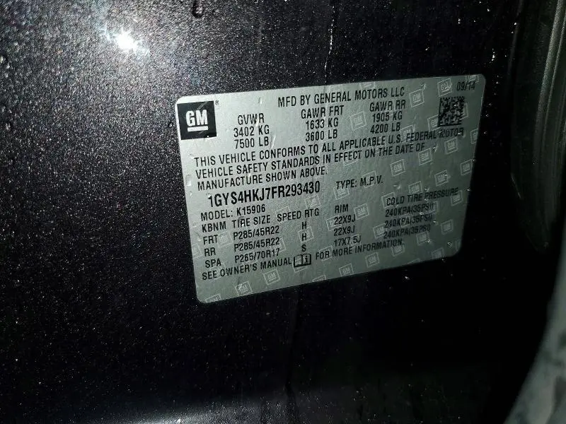2015 CADILLAC ESCALADE ESV LUXURY  