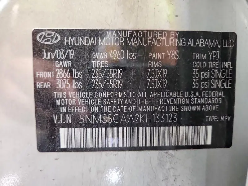 2019 HYUNDAI SANTA FE LIMITED, ULTIMATE  
