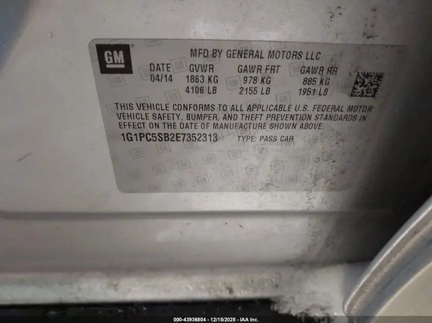 2014 CHEVROLET CRUZE 1LT AUTO