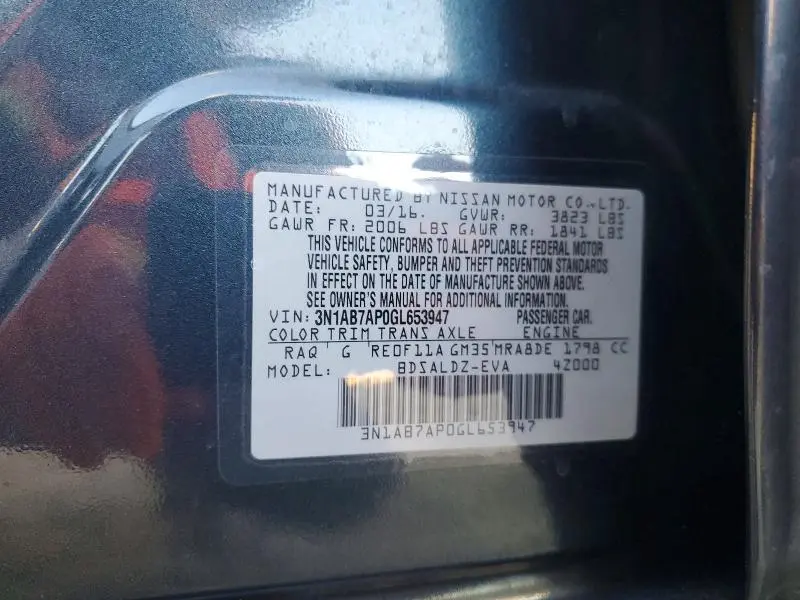 2016 NISSAN SENTRA S  