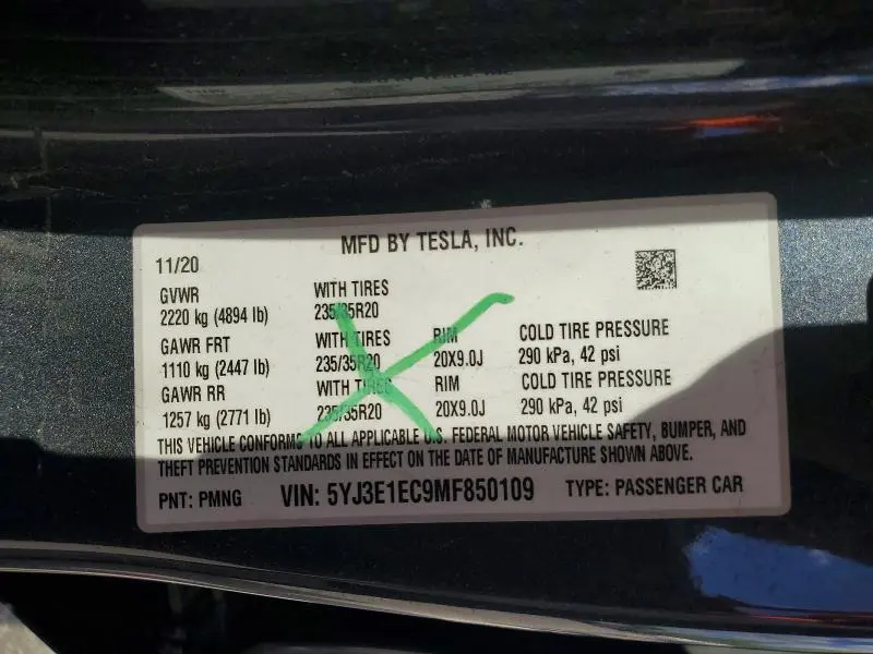 2021 TESLA MODEL 3   