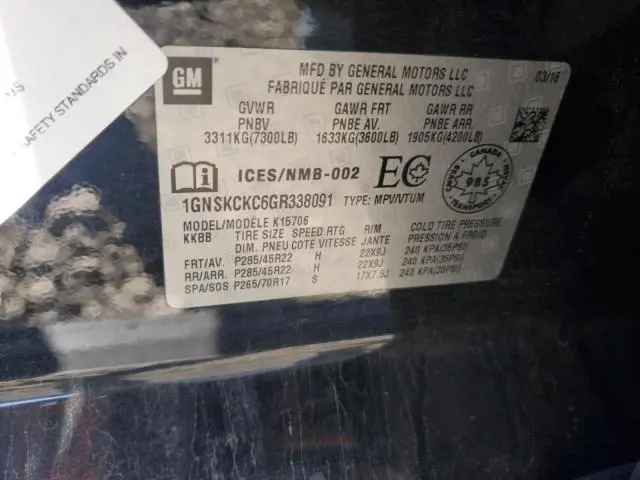 2016 CHEVROLET TAHOE K1500 LTZ  