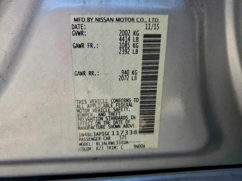 2016 NISSAN ALTIMA 3.5SL  