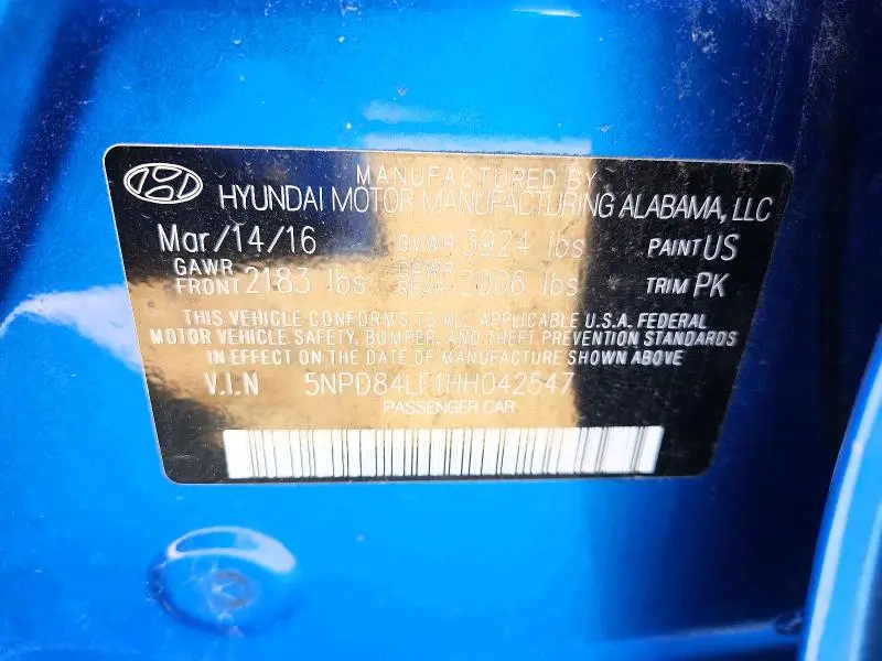 2017 HYUNDAI ELANTRA SE  