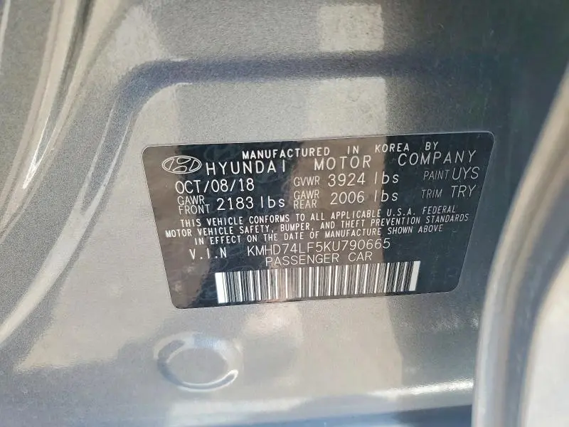 2019 HYUNDAI ELANTRA SE  