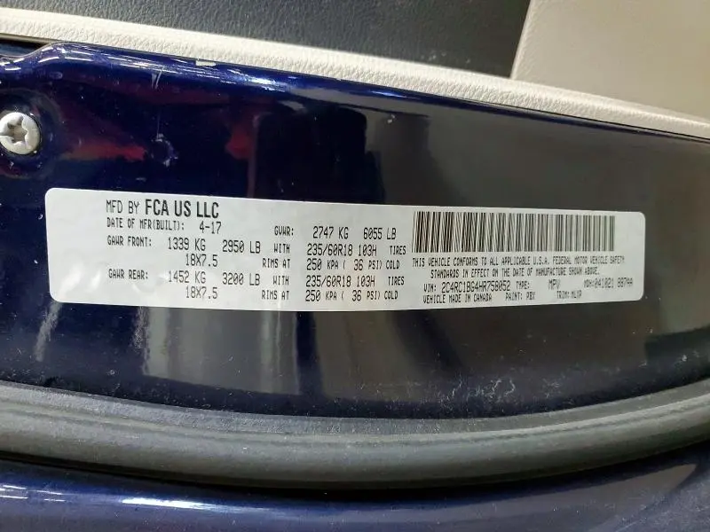 2017 CHRYSLER PACIFICA TOURING L  