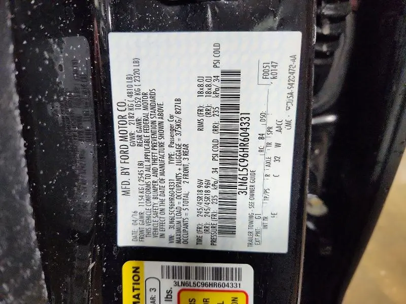 2017 LINCOLN MKZ SELECT  