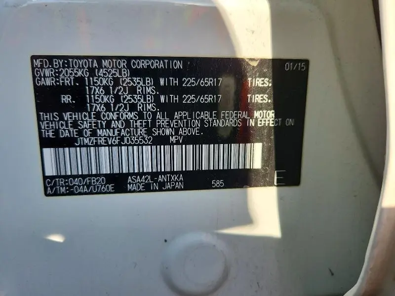 2015 TOYOTA RAV4 LE  