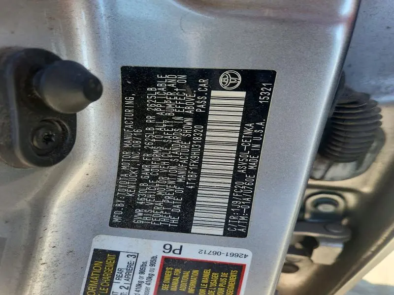 2017 TOYOTA CAMRY LE  