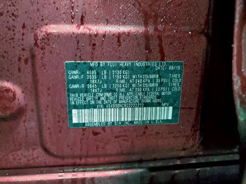 2016 SUBARU OUTBACK 2.5I LIMITED  