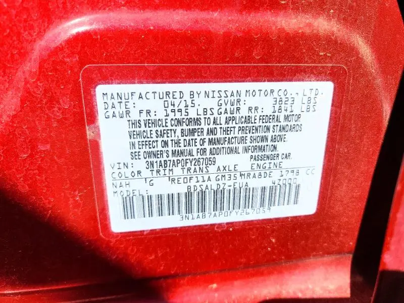 2015 NISSAN SENTRA SV  