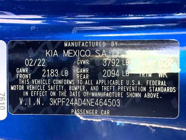 2022 KIA FORTE LXS  