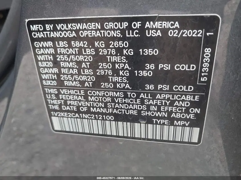 2022 VOLKSWAGEN ATLAS CROSS SPORT 3.6L V6 SE W/TECHNOLOGY