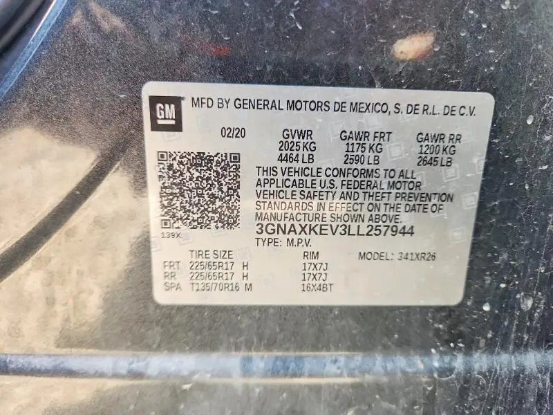 2020 CHEVROLET EQUINOX LT  