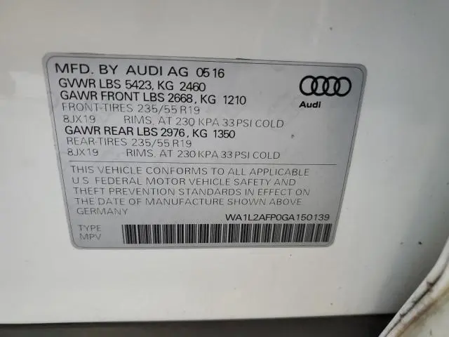 2016 AUDI Q5 PREMIUM PLUS  