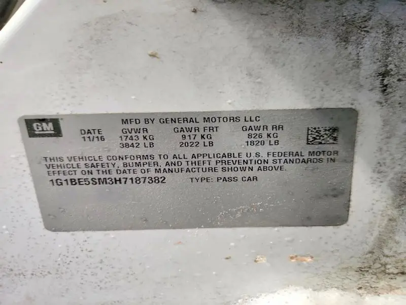 2017 CHEVROLET CRUZE LT  