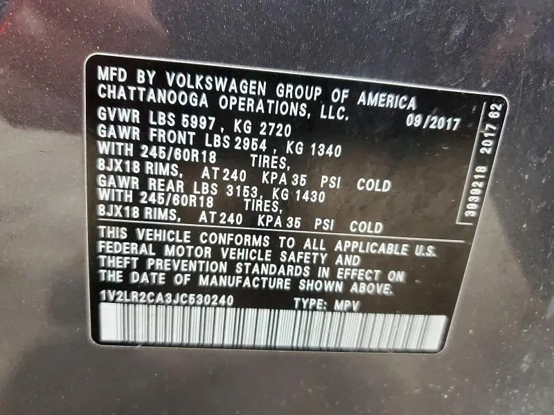 2018 VOLKSWAGEN ATLAS SE  