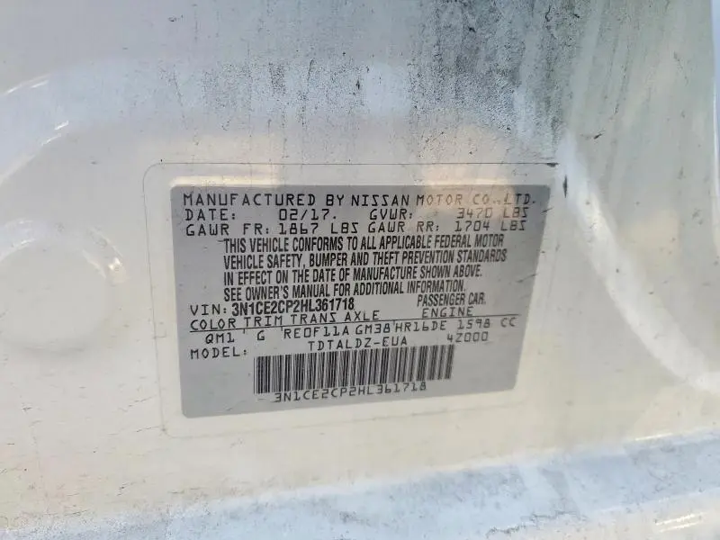 2017 NISSAN VERSA NOTE S  