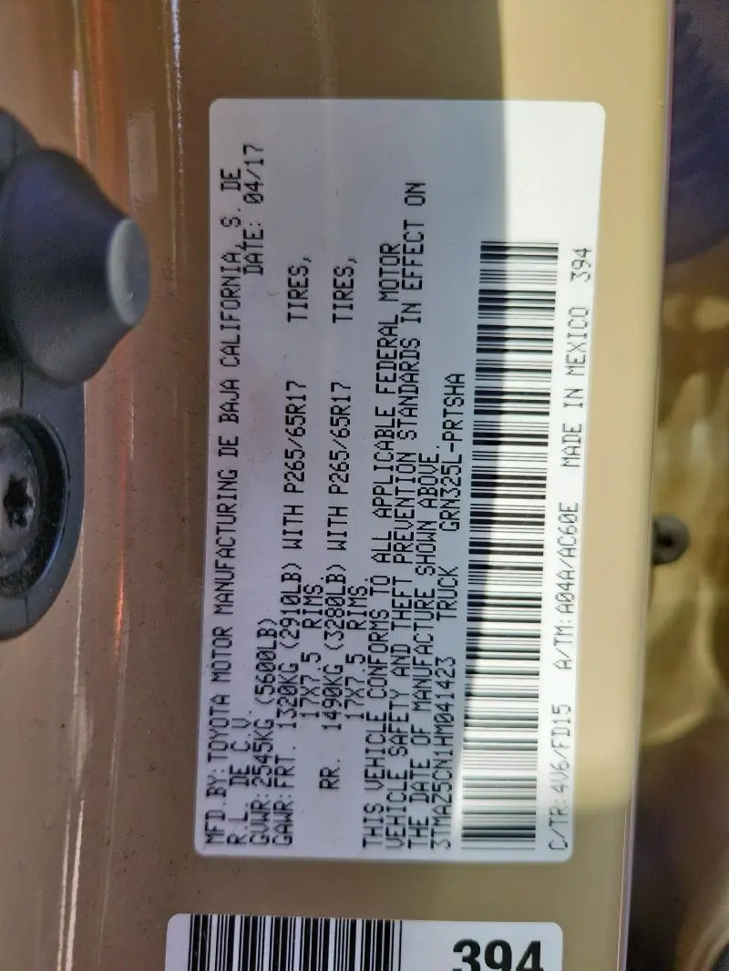 2017 TOYOTA TACOMA DOUBLE CAB  