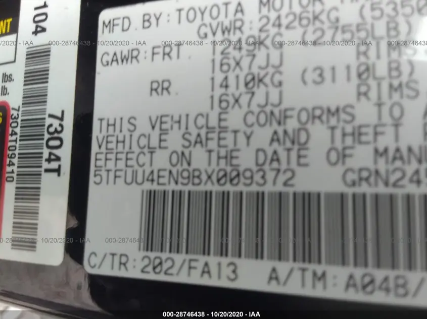 2011 TOYOTA TACOMA 