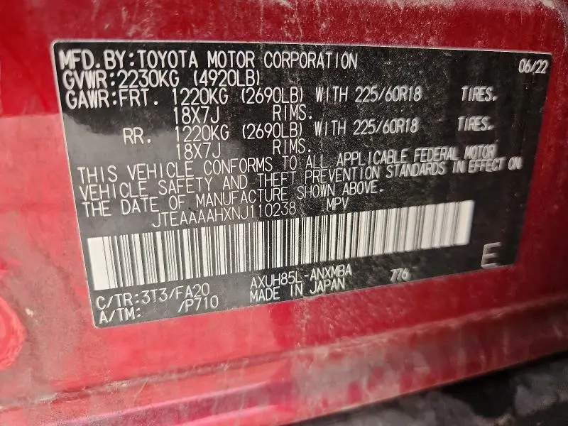 2022 TOYOTA VENZA LE  