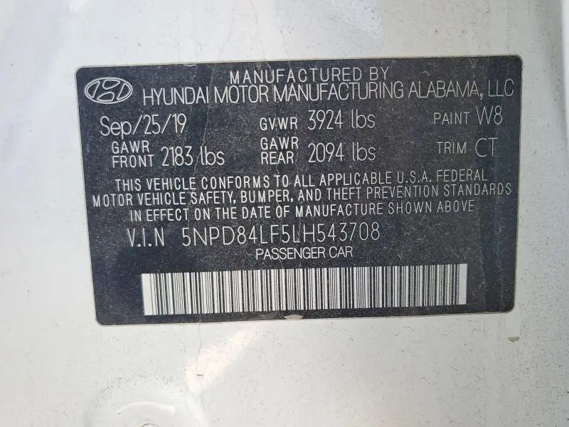 2020 HYUNDAI ELANTRA SEL  