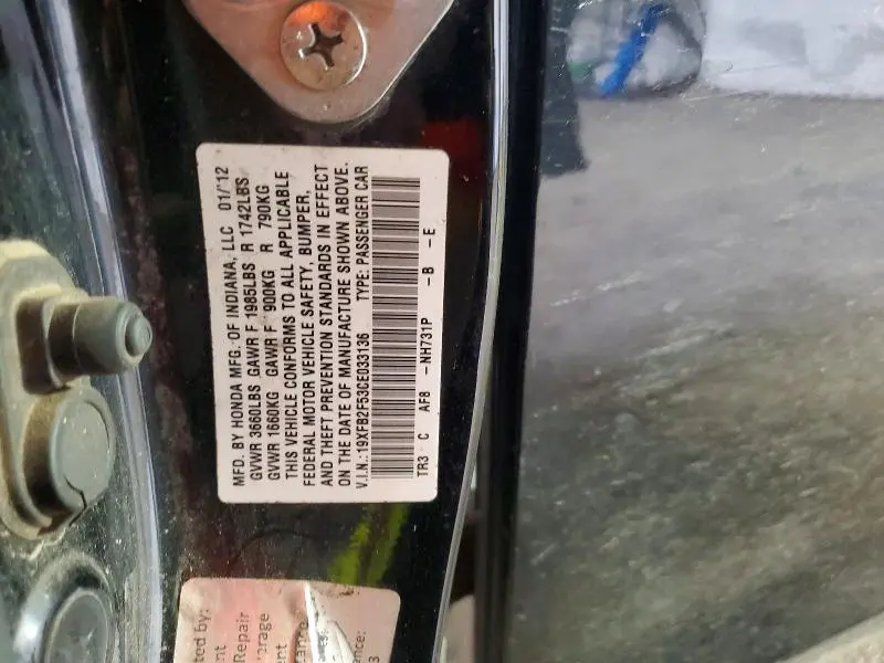 2012 HONDA CIVIC LX  