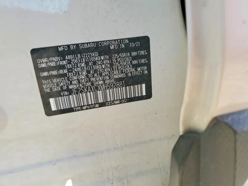 2021 SUBARU FORESTER TOURING  