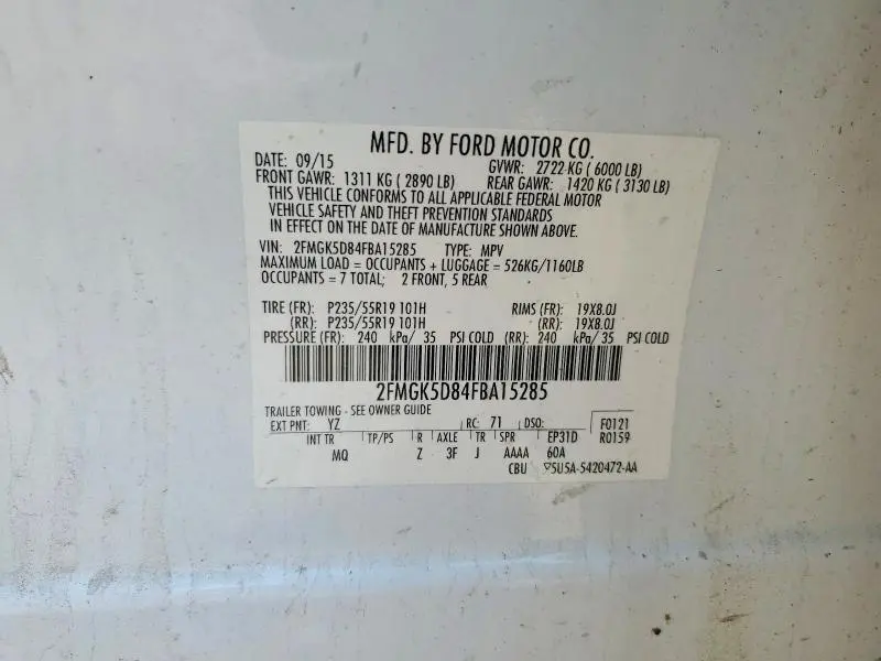 2015 FORD FLEX LIMITED  