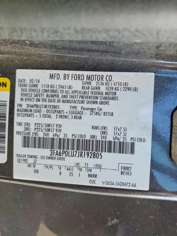 2018 FORD FUSION HYBRID SE