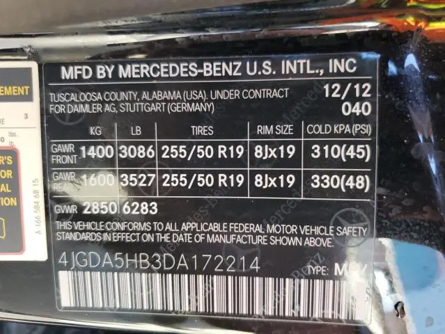 2013 MERCEDES-BENZ ML 350 4MATIC  