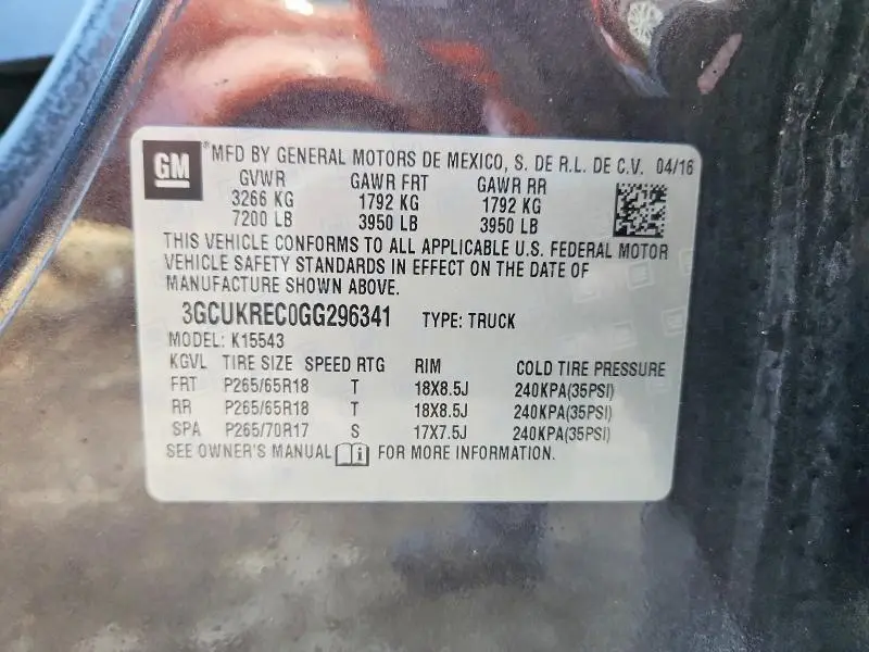 2016 CHEVROLET SILVERADO K1500 LT  