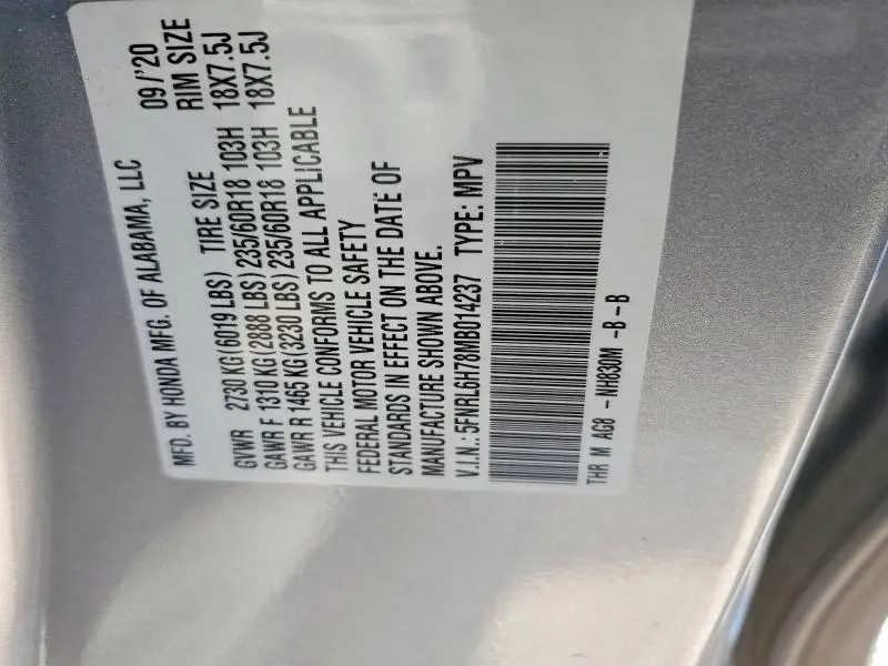 2021 HONDA ODYSSEY EXL  