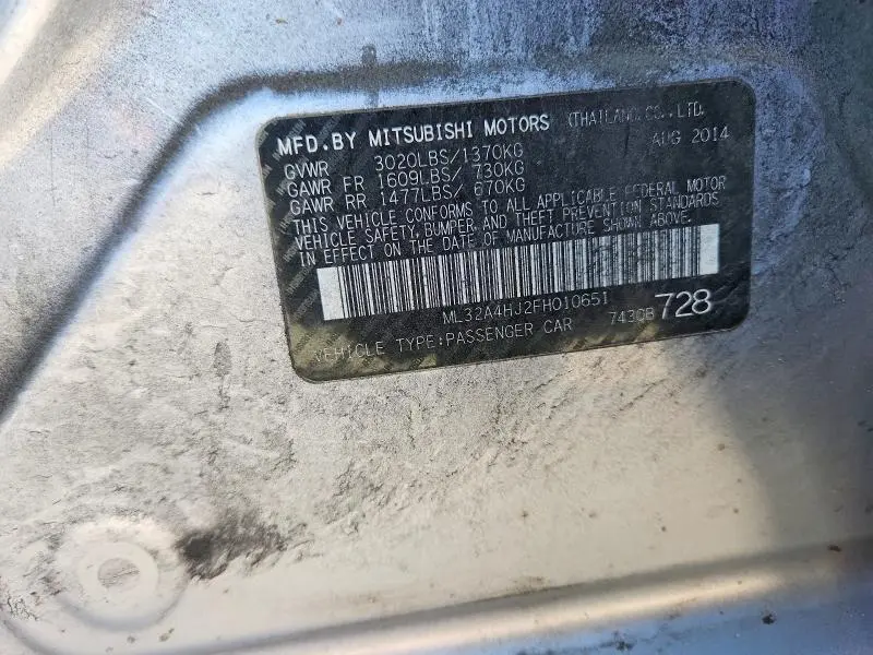 2015 MITSUBISHI MIRAGE ES  