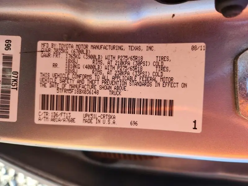 2011 TOYOTA TUNDRA DOUBLE CAB SR5  