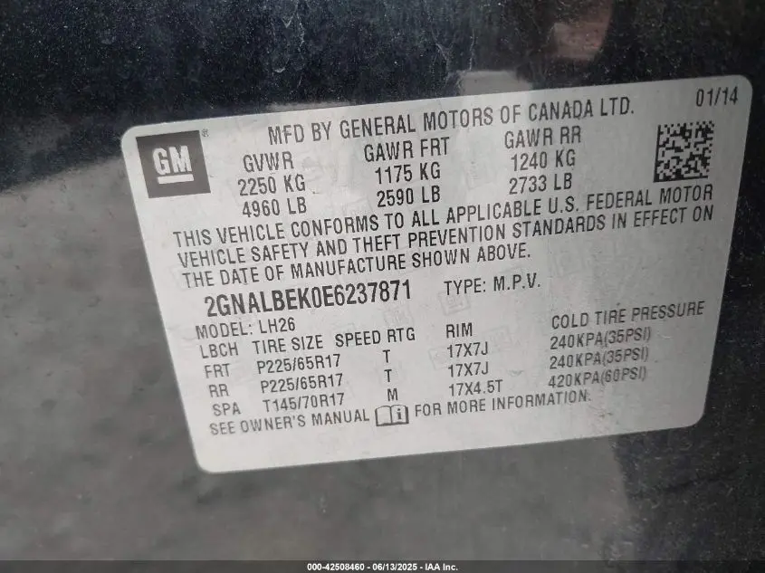 2014 CHEVROLET EQUINOX 1LT